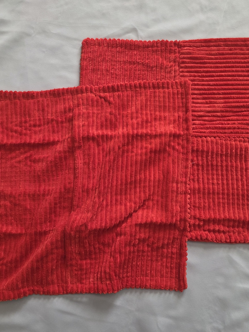Corduroy Red Pillow Sham Cover 19x19 - Soft Ribbed Fabric Soft Accents